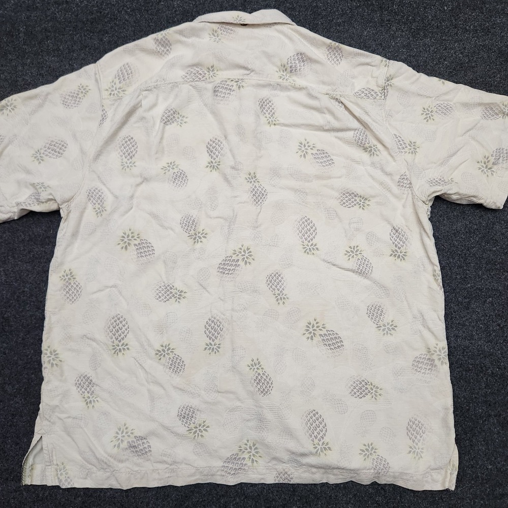 Tommy Bahama Mens Large Ivory Tropical Pineapple 100% Silk Button Front Shirt * - Picture 4 of 12